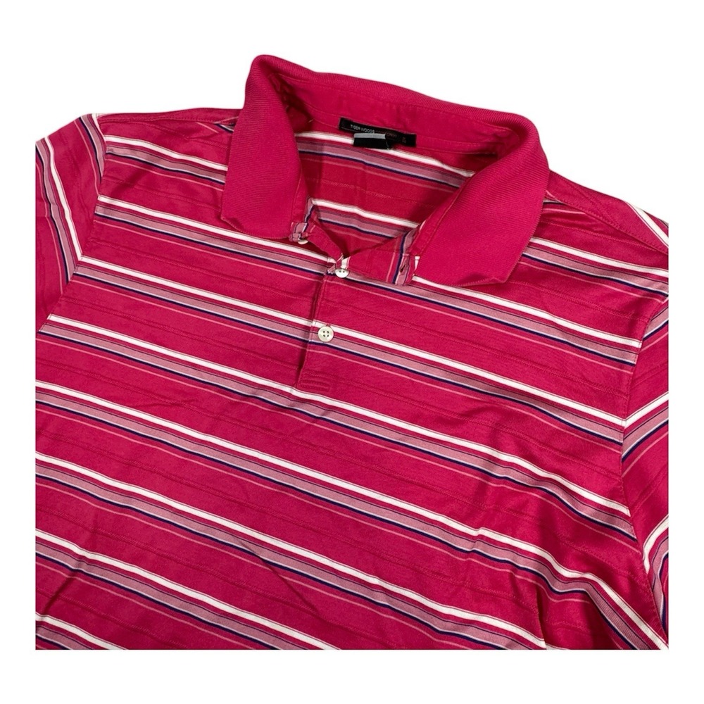 Nike Tiger Woods Shirt Pink Striped Men's XL Golf Short Sleeve‎ Polo